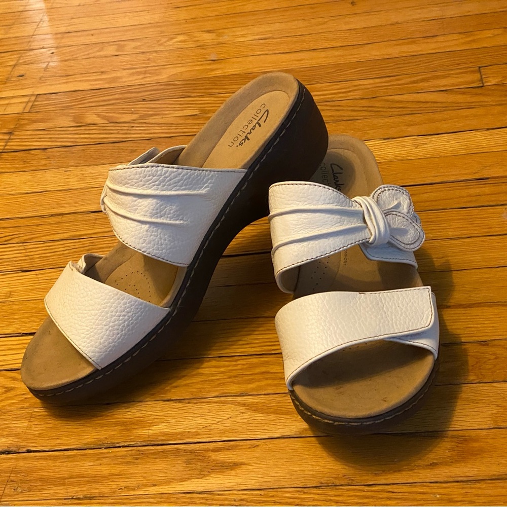 Clarks Women's White Wedge Sandals